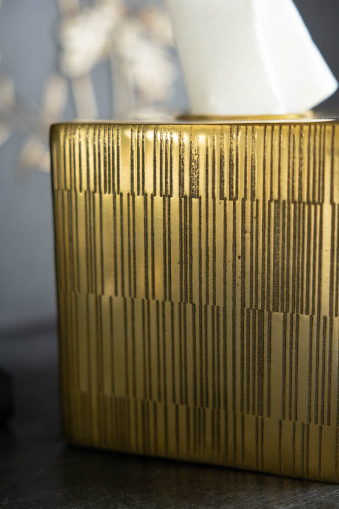 Fine Line Detail Gold Effect Tissue Box