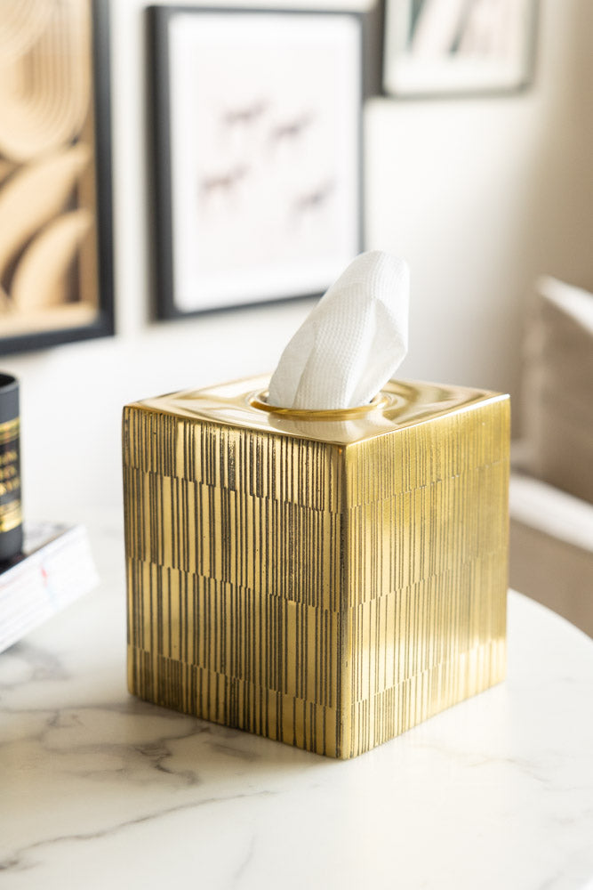 Fine Line Detail Gold Effect Tissue Box