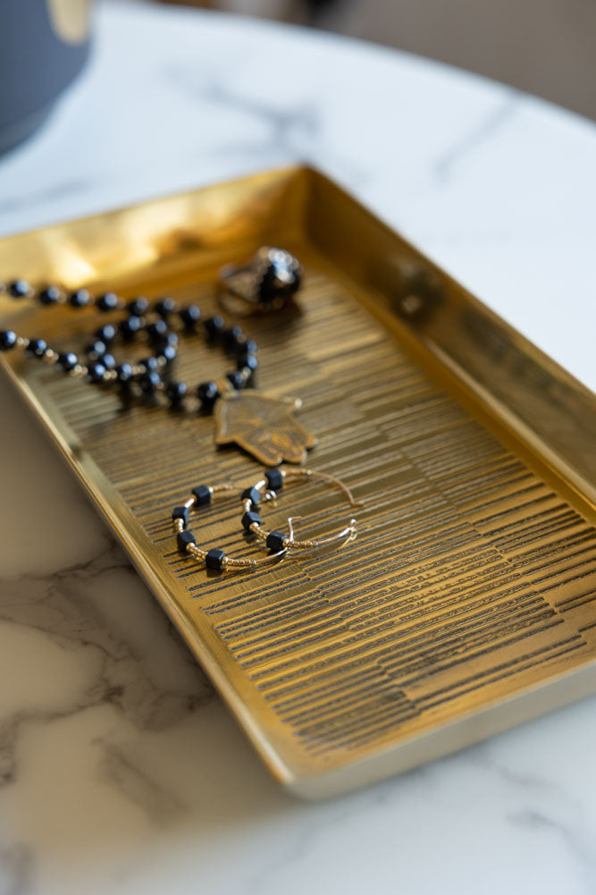 Fine Line Detail Gold Effect Trinket Tray