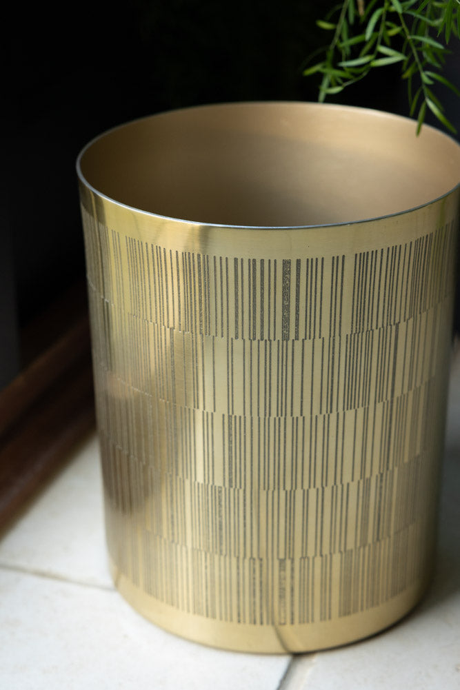 Fine Line Detail Gold Effect Waste Bin