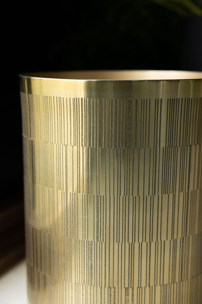 Fine Line Detail Gold Effect Waste Bin