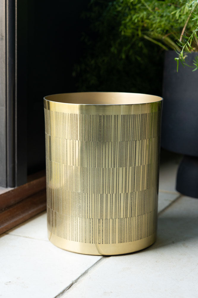 Fine Line Detail Gold Effect Waste Bin