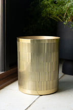 Fine Line Detail Gold Effect Waste Bin