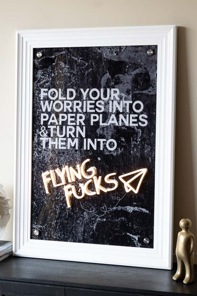 Flying Fuck Framed Neon Wall Light - Available in Two Options