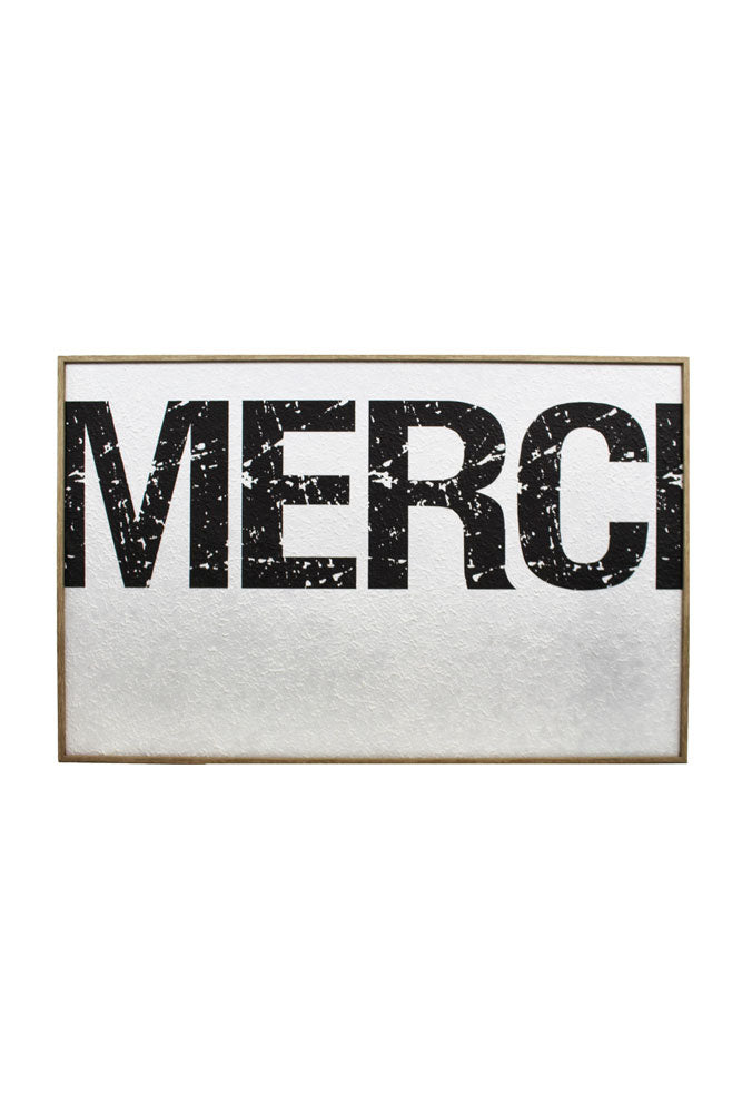 Framed Black & White Merci Wall Art