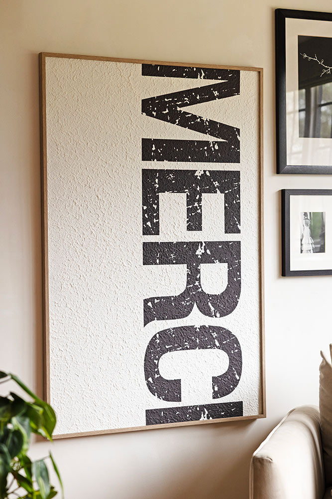 Framed Black & White Merci Wall Art