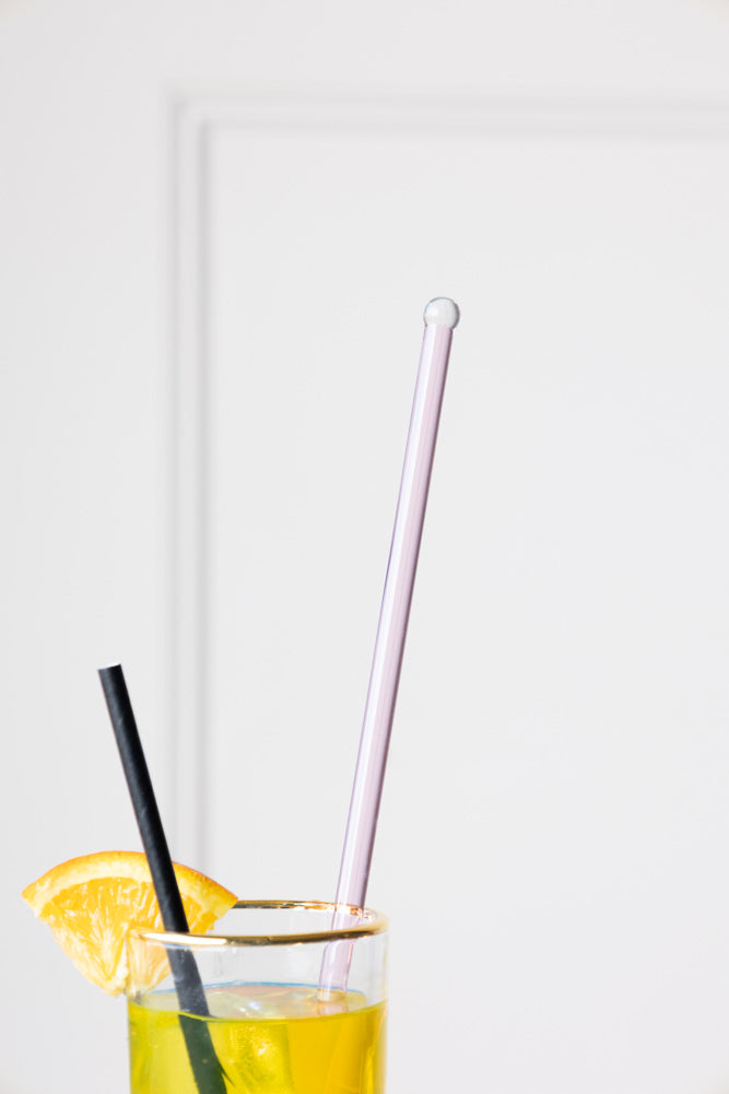 Pink Glass Cocktail Stirrer