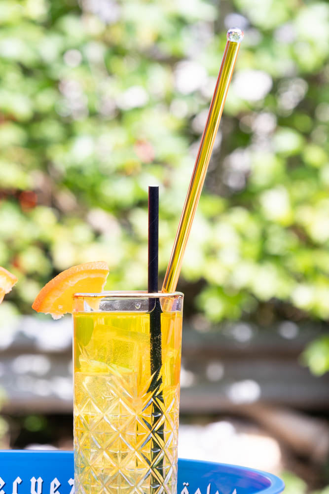 Yellow Glass Cocktail Stirrer