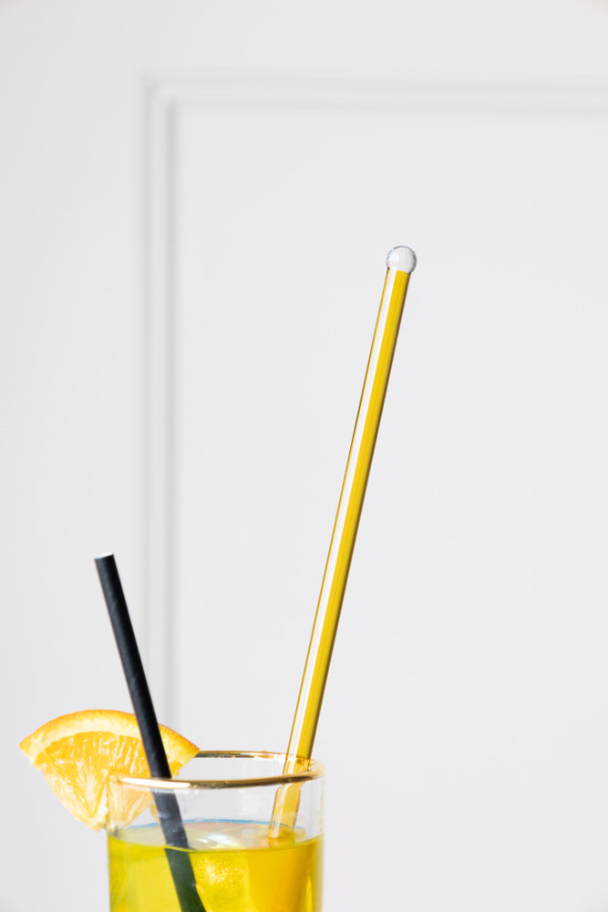 Yellow Glass Cocktail Stirrer