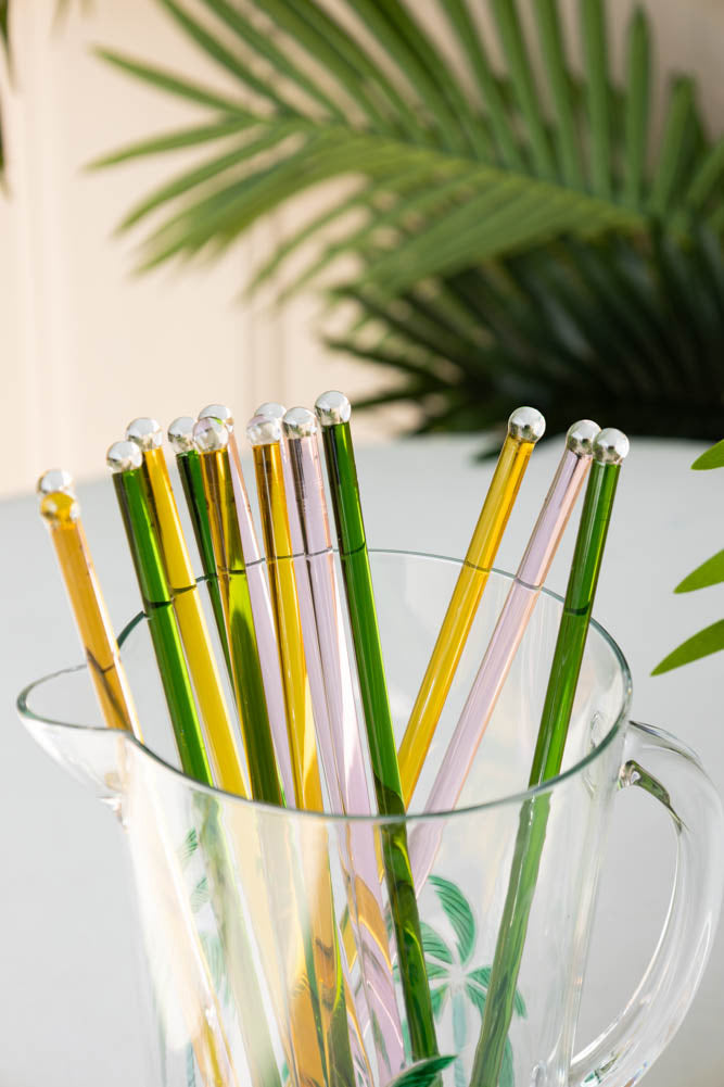 Yellow Glass Cocktail Stirrer