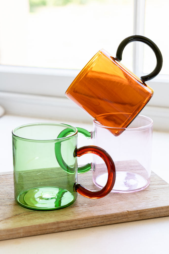 Green & Red Glass Mug