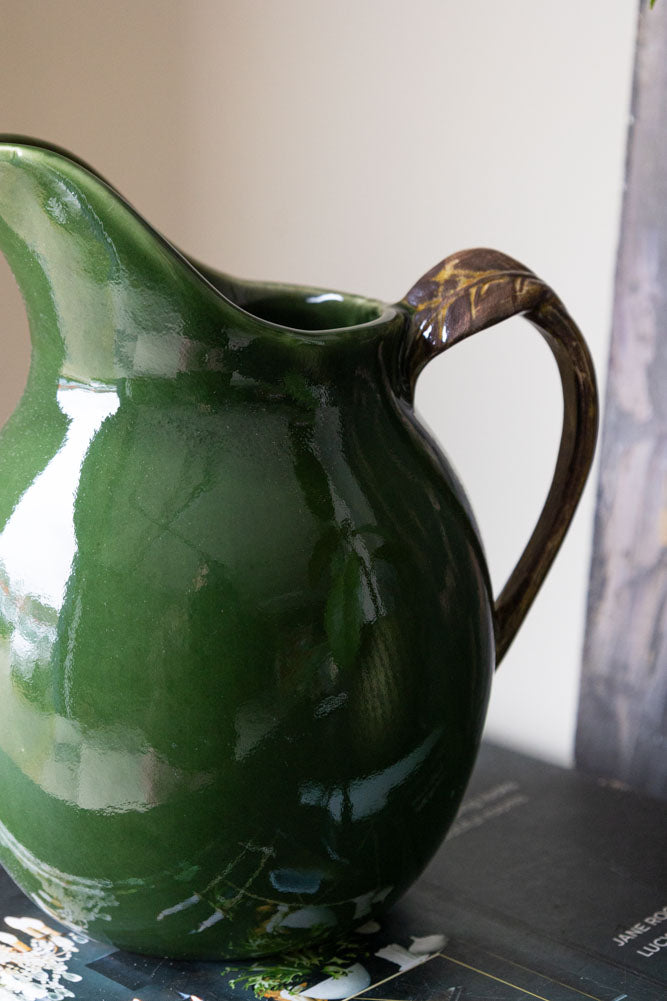 Glazed Jug in Olive Green