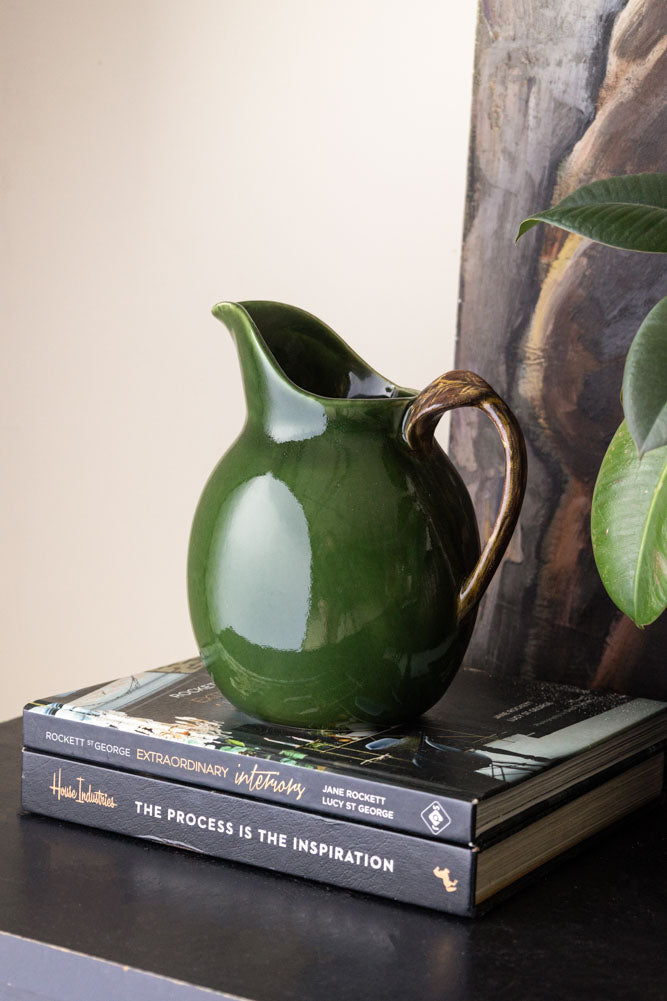 Glazed Jug in Olive Green