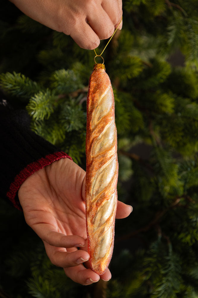 Gold Baguette Glass Christmas Tree Decoration