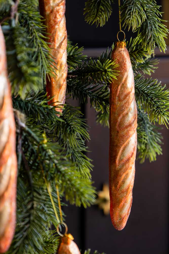 Gold Baguette Glass Christmas Tree Decoration