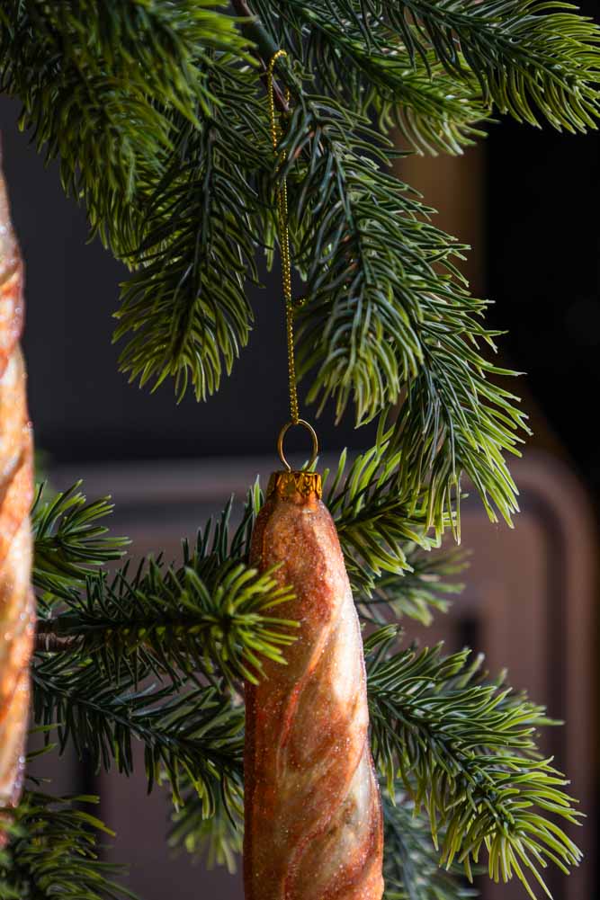 Gold Baguette Glass Christmas Tree Decoration