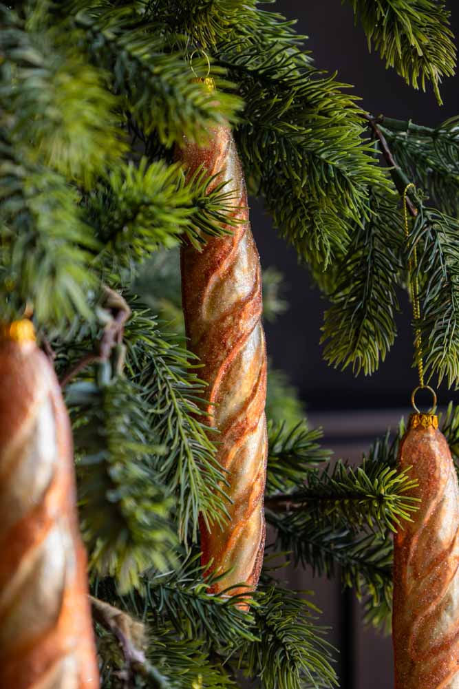 Gold Baguette Glass Christmas Tree Decoration