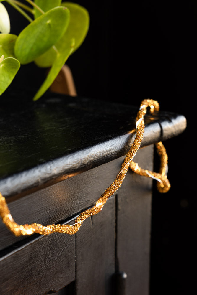 Gold Beaded Garland with Fairy Lights