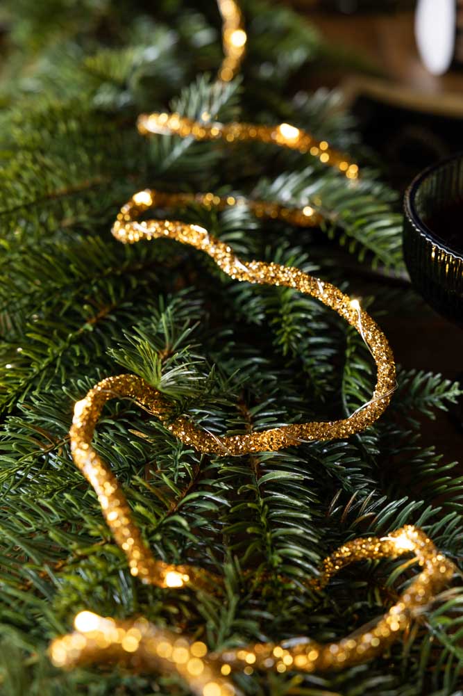 Gold Beaded Garland with Fairy Lights
