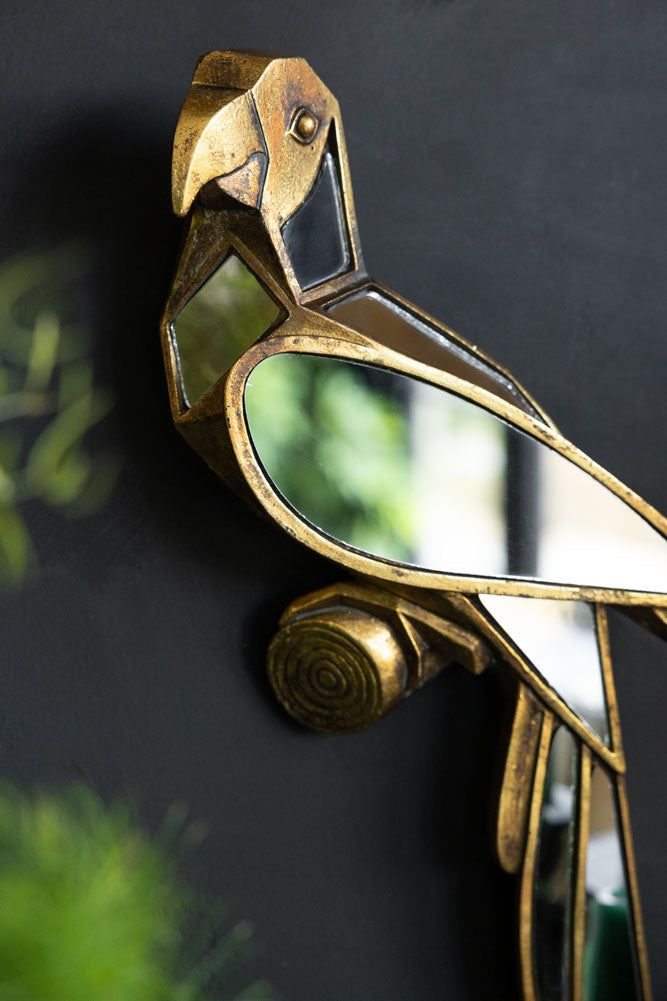 Gold Bird Decorative Wall Mirror