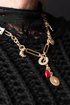 Gold Chunky Chain Charm Necklace
