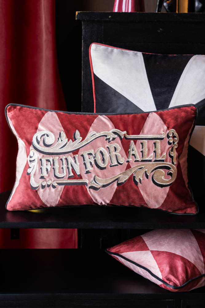 Gold Embroidered Fun For All Cushion