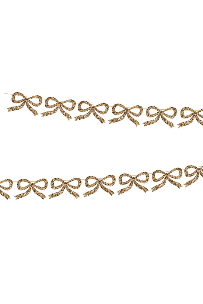 Gold Glitter Bow Decorative Garland