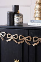 Gold Glitter Bow Decorative Garland