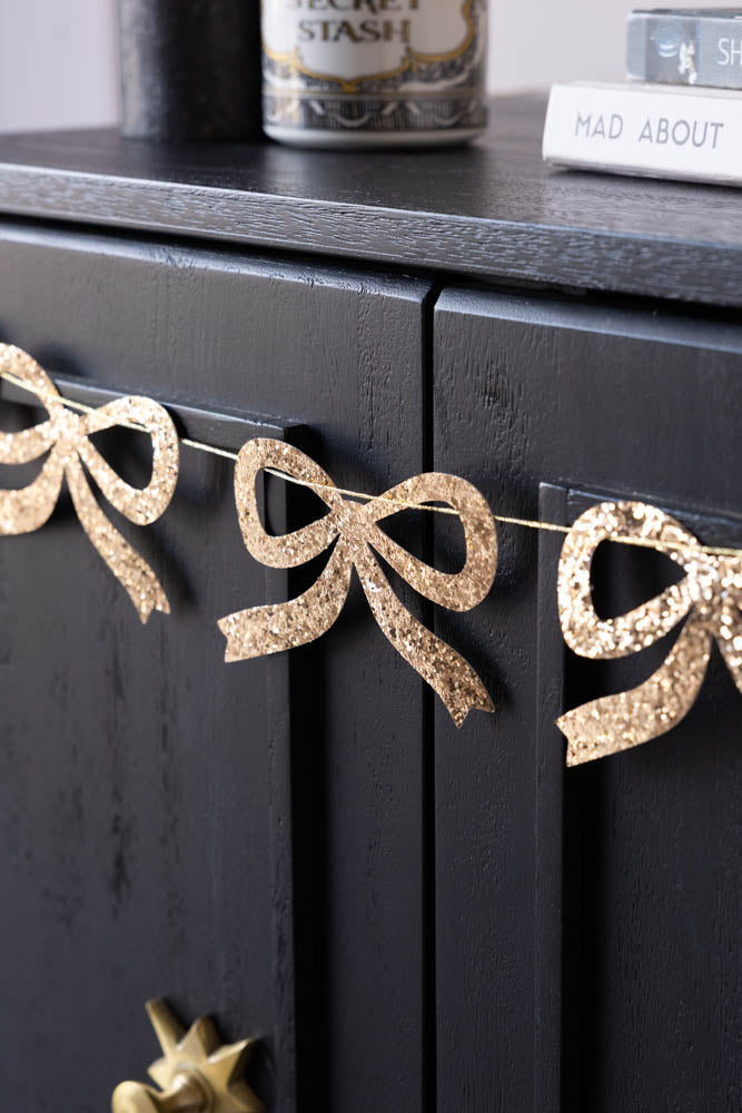Gold Glitter Bow Decorative Garland