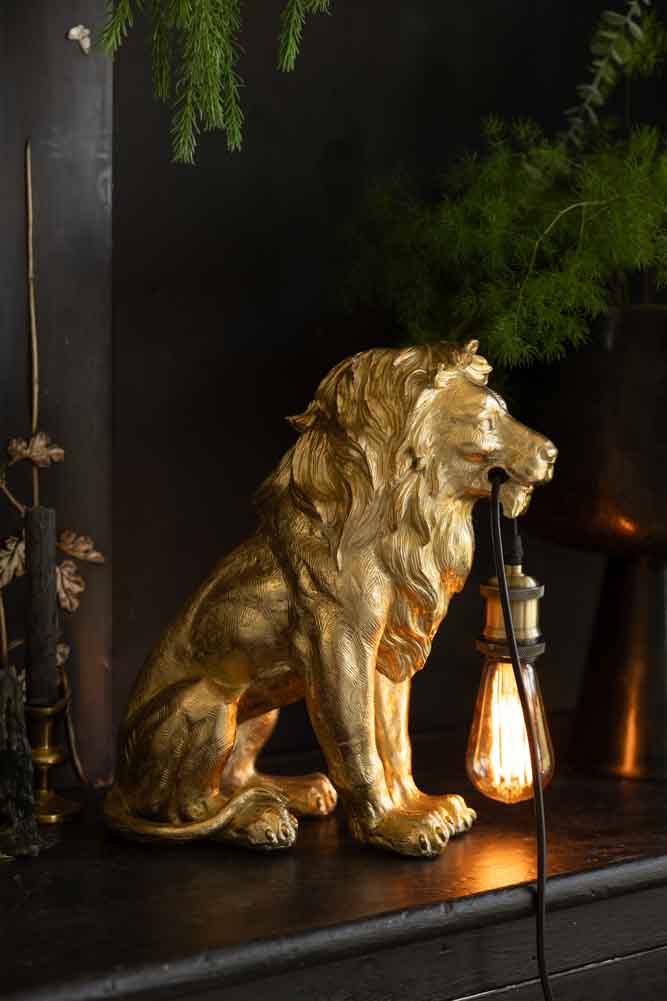 Quirky Gold Lion Lamp