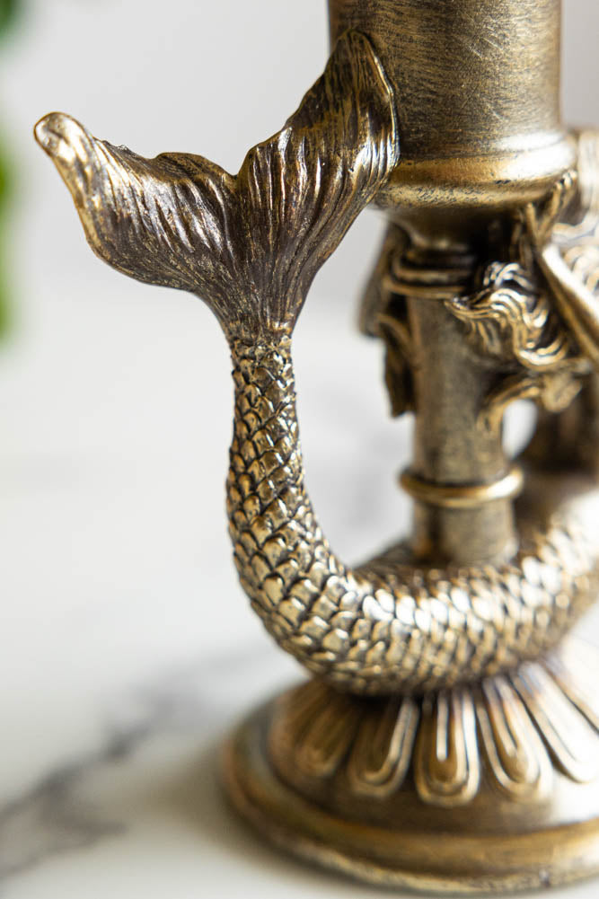 Gold Mermaid Candle Holder