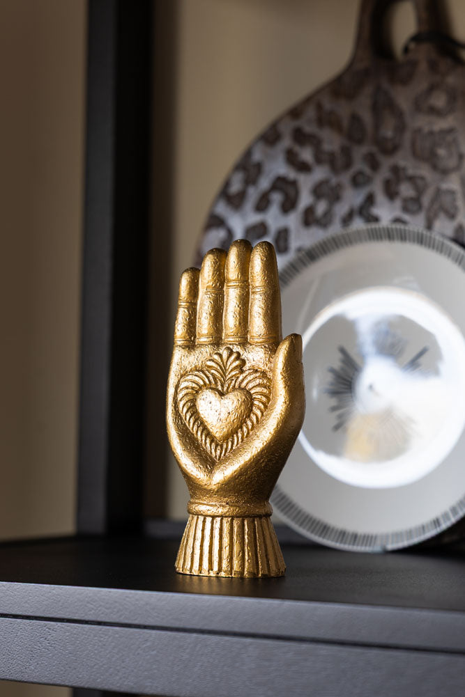 Gold Milagro Heart Hand Decorative Ornament