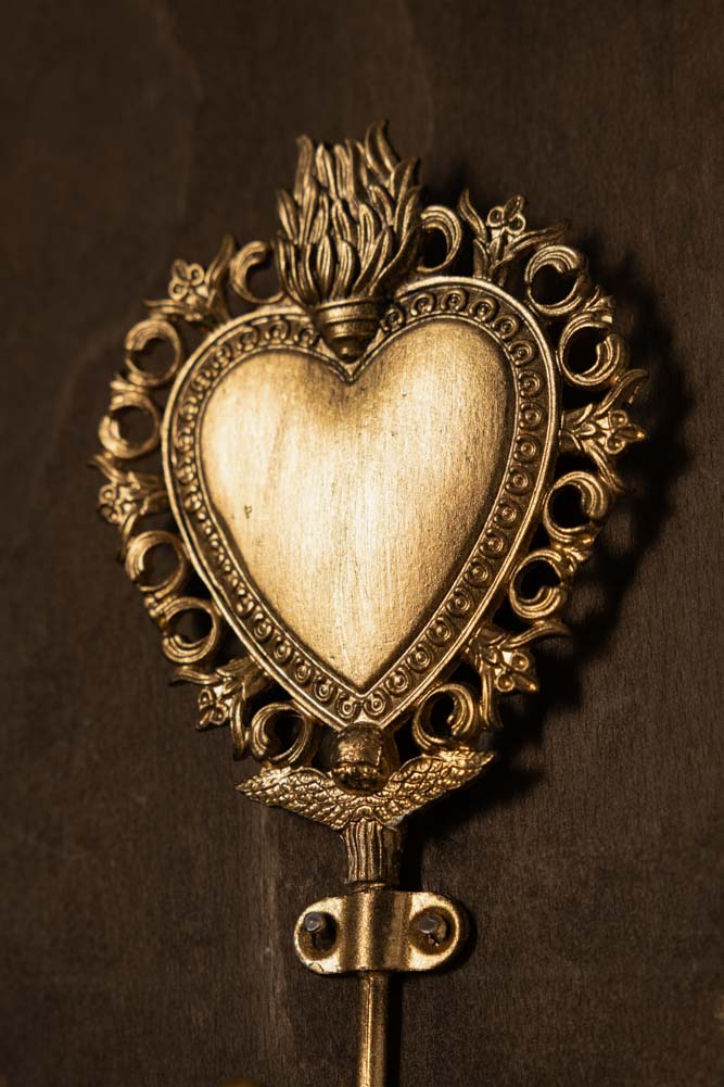 Gold Milagro Heart Wall Hook