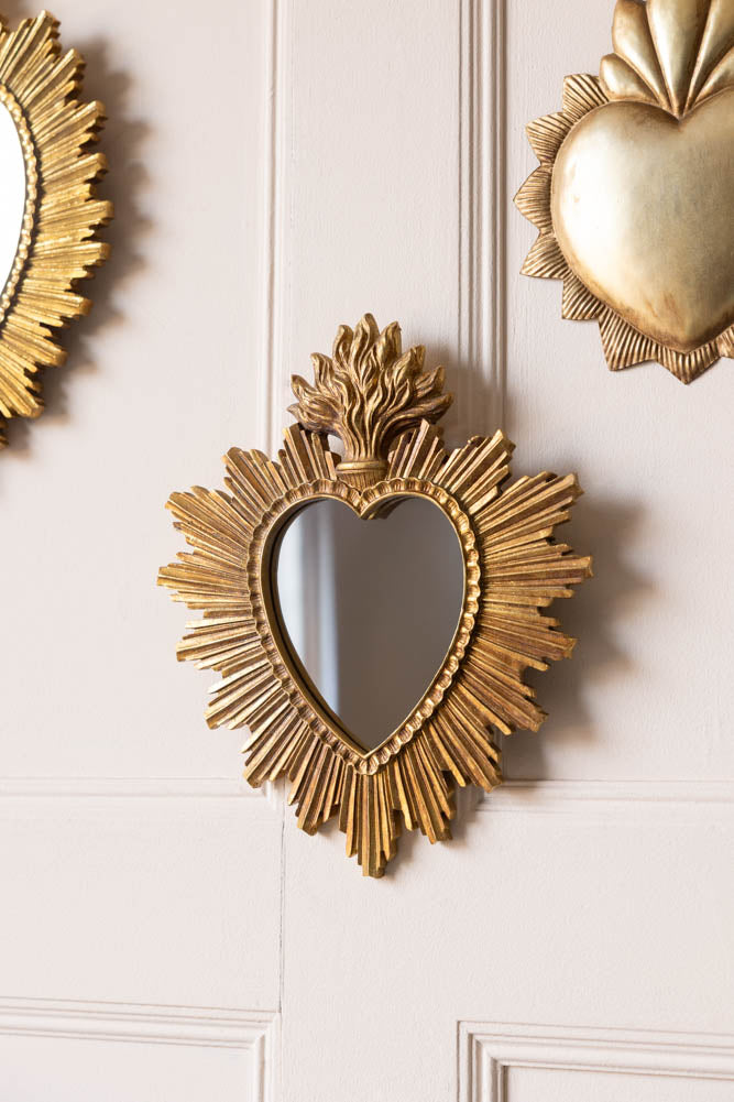 Gold Milagro Sacred Heart Mirror