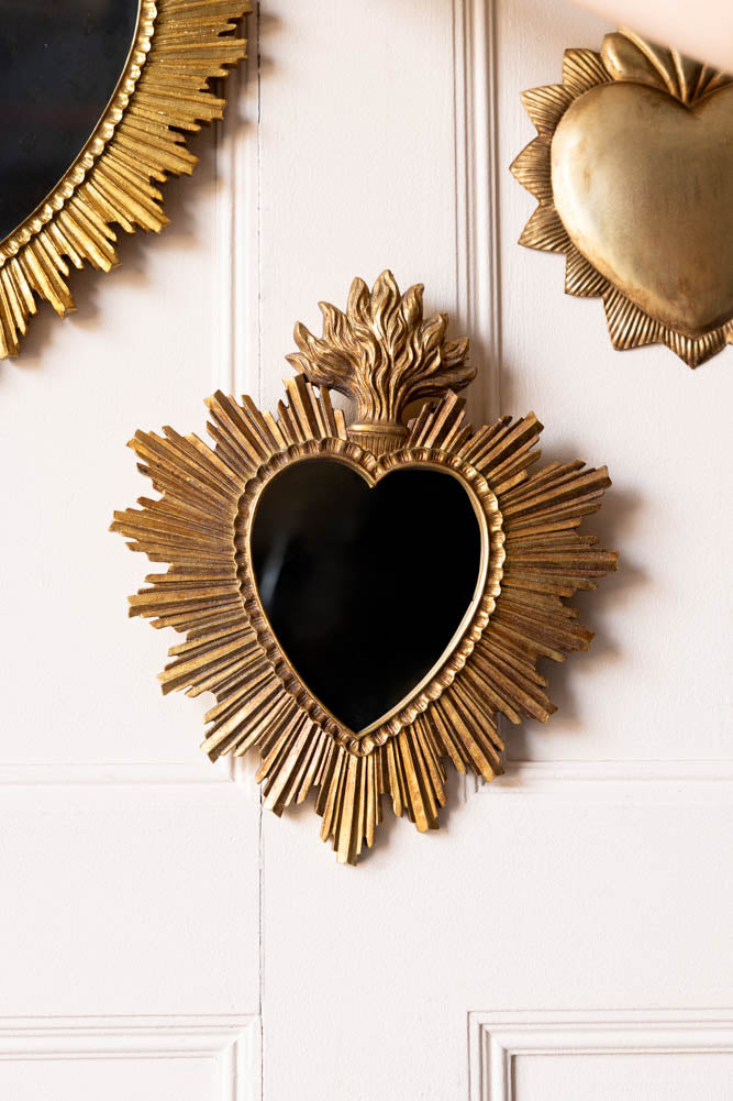 Gold Milagro Sacred Heart Mirror