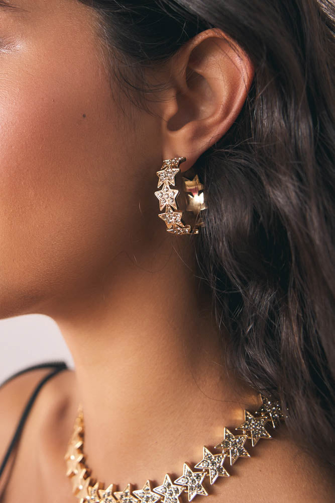 Gold Star Hoop Earrings