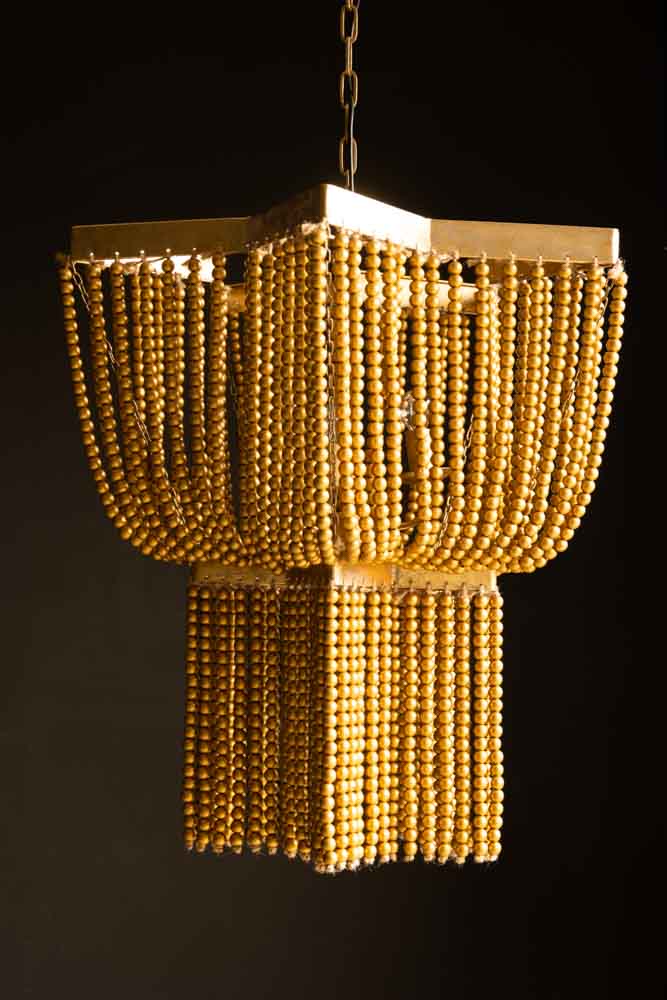 Gold Star Shaped Beaded Statement Chandelier Light