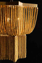 Gold Star Shaped Beaded Statement Chandelier Light