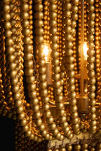 Gold Star Shaped Beaded Statement Chandelier Light