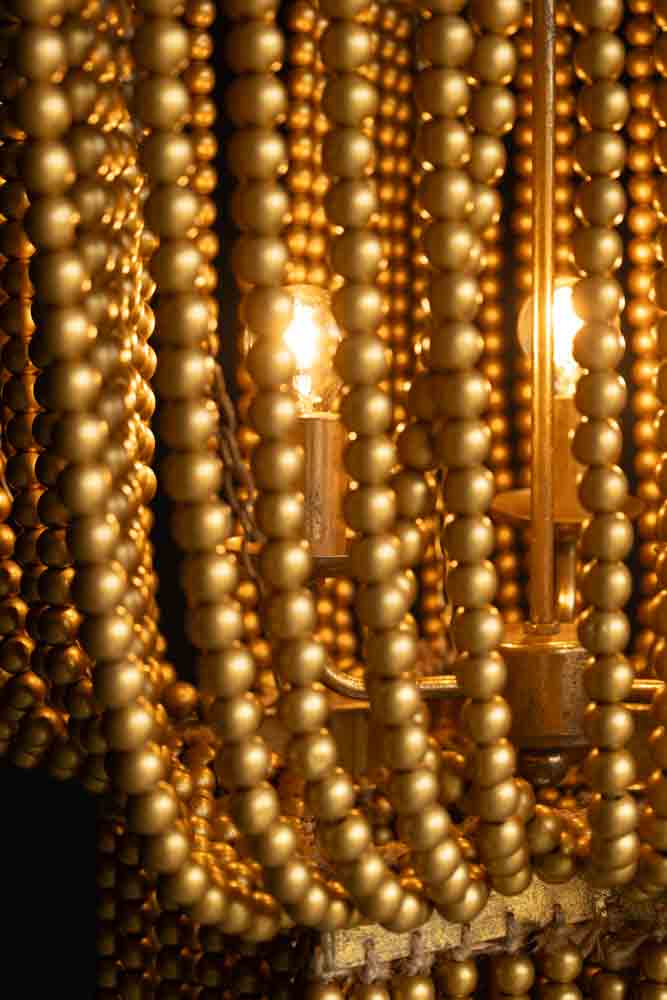 Gold Star Shaped Beaded Statement Chandelier Light