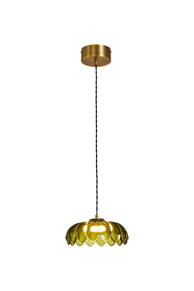 Gold & Green Pendant Desert Island Palm Light