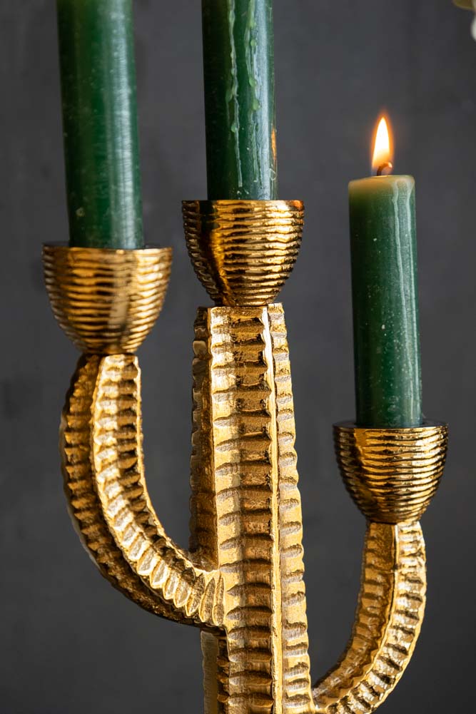 Gorgeous Gold Cactus Candle Holder