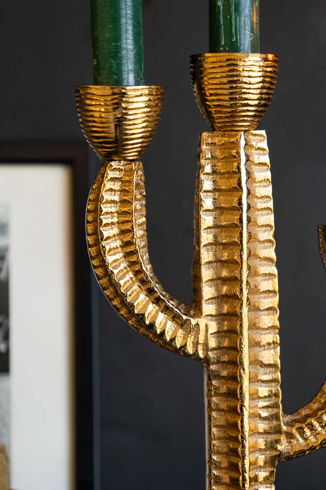 Gorgeous Gold Cactus Candle Holder