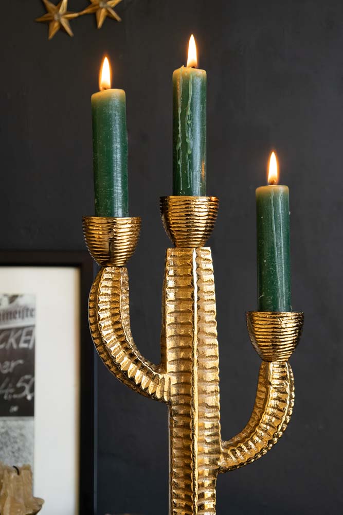 Gorgeous Gold Cactus Candle Holder