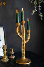 Gorgeous Gold Cactus Candle Holder