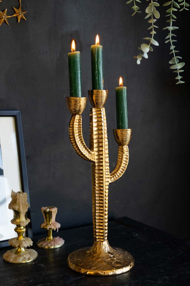 Gorgeous Gold Cactus Candle Holder