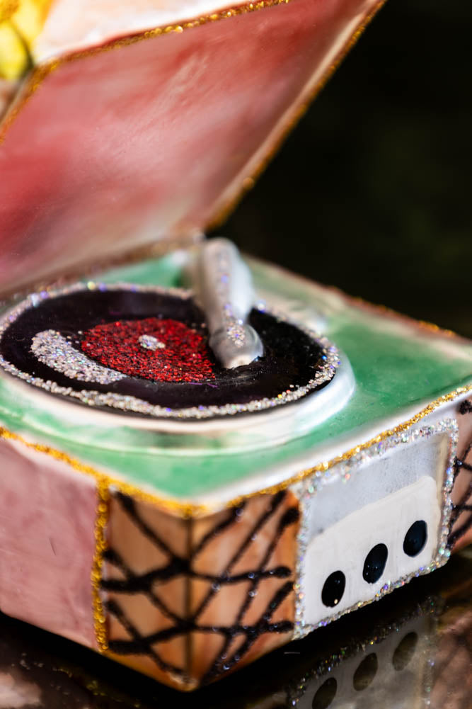 Gramophone Glass Christmas Tree Decoration