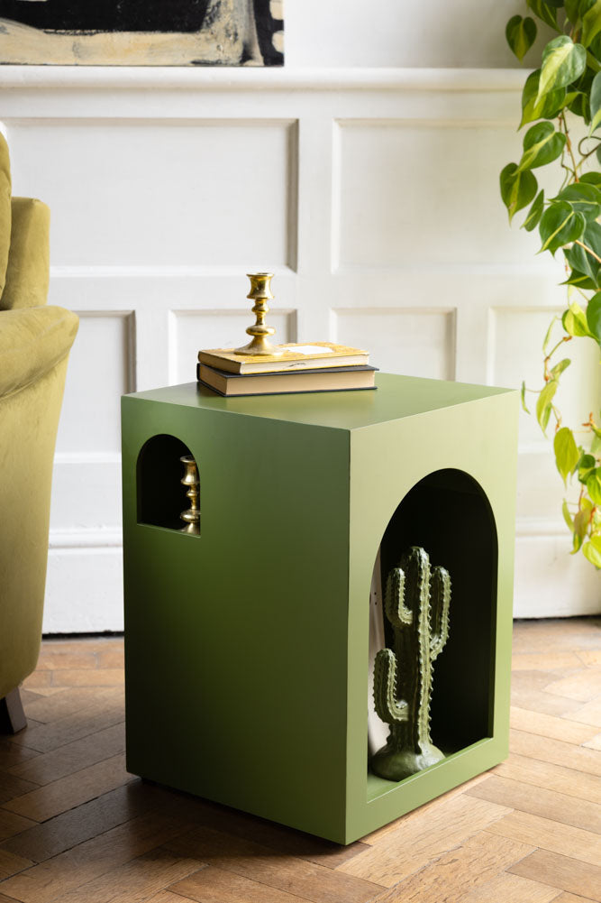 Cactus Green Alcove Wooden Side Table