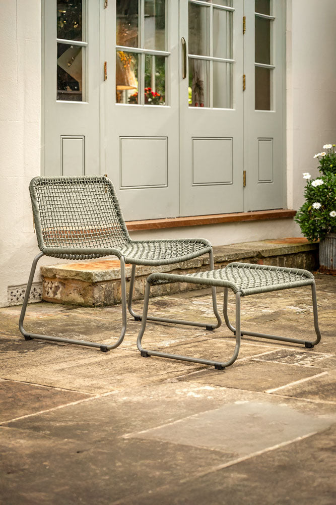 Green Garden Lounge Chair & Footstool Set