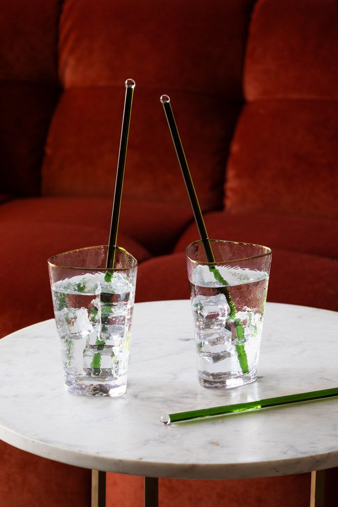 Green Glass Cocktail Stirrer